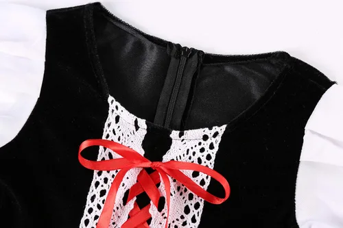 Vista 3 de Dormstop Disfraz de capucha roja para niñas, disfraz con diadema de capa, bolsa de calabaza