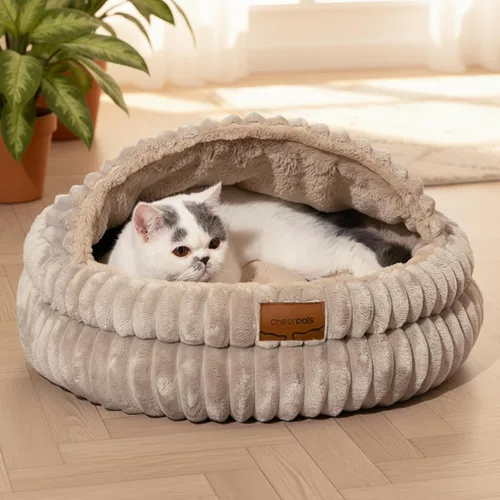 Vista 10 de CHEERPALS Cama tipo cueva para gatos de interior cubierta con capucha