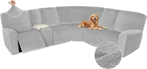 Vista 399 de Arfntevss Fundas de sofá seccional reclinable de terciopelo, Funda de sofá seccional de esquina para sofá reclinable, Funda elástica suave
