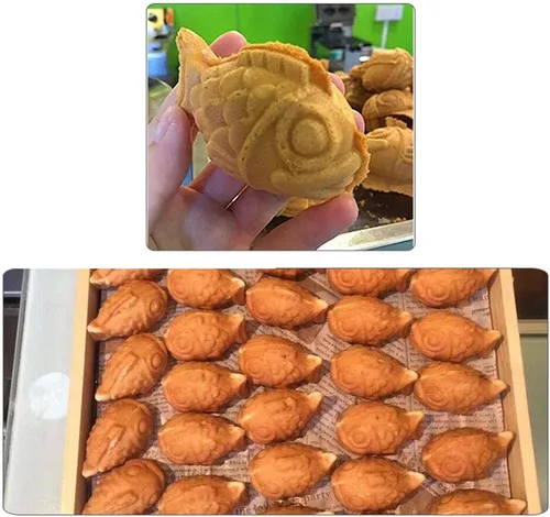 Vista 3 de Mini máquina para hacer conos de gofres de pescado, pequeña máquina Taiyaki, panadero, pescado japonés en forma de waffle, molde para hacer pasteles