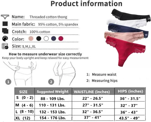 Vista 6 de Bragas sexys de algodón para mujer, paquete de 5