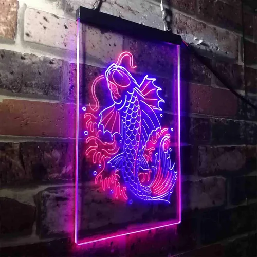 Vista 3 de ADVPRO Koi Fish Display - Letrero de neón LED de doble color, azul y rojo, 8 x 12 pulgadas st6s23-i3720-br