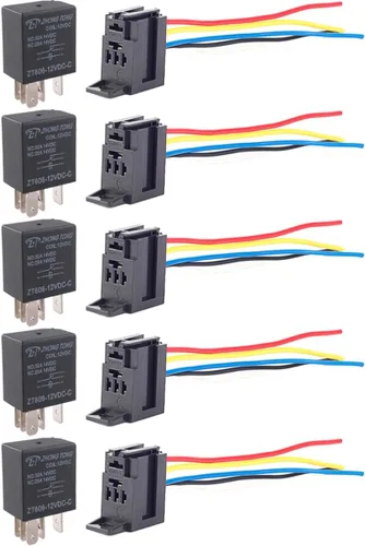 Vista 10 de Cable conector para relé de auto, de E Support, 12 V, 30 A, 40A, 60A, 80A SPST, SPDT 4 pines, 5 unidades 30A 4P SPST