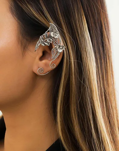 Vista 4 de JeVenis Diadema de corona de elfo de hada, gargantilla de hada, puños de orejas de elfo, accesorios de disfraz de elfo de hadas para Halloween