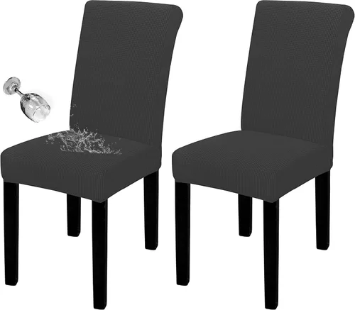 Vista 61 de Easy-Going - Juego de 2 fundas para sillas de comedor 100% impermeables, de tela Jacquard elástica, fundas protectoras removibles y lavables