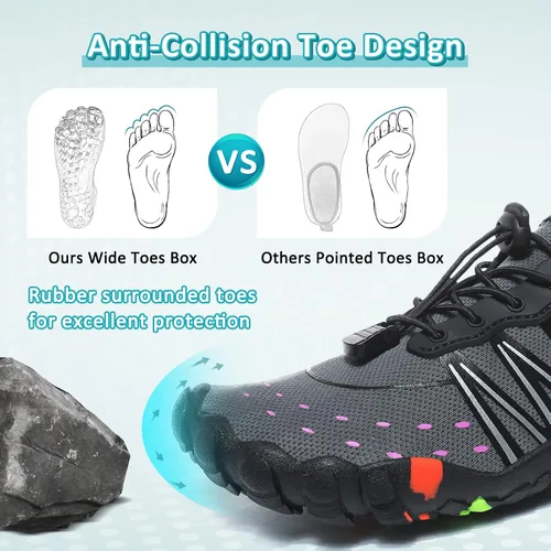 Vista 4 de ziitop Zapatos de agua para hombres y mujeres, para playa, descalzos, natación, escalada, piscina, calcetines, antideslizantes, transpirables