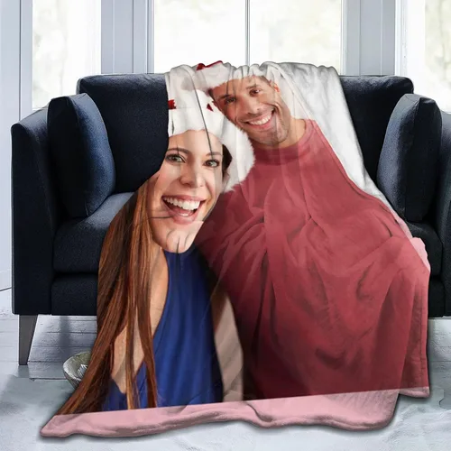 Vista 2 de Manta personalizada con fotos, texto, fotos personalizadas, mantas para adultos y niños, cumpleaños familiar, 1 foto, 50 x 40 pulgadas