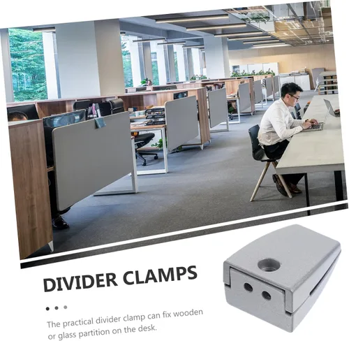 Vista 3 de STOBOK Soportes de clip de abrazadera de divisor de escritorio, paquete de 4 accesorios de partición de aleación de aluminio