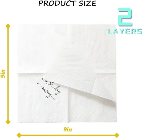 Vista 4 de Servilletas de cóctel de cena de ensayo de un día, suministros de fiesta de un día en papel servilletas desechables a granel para decoración de mesa