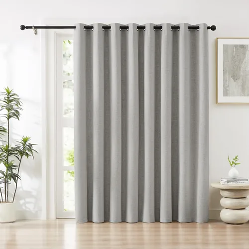 Vista 26 de Cortinas opacas de lino beige Melodieux de 63 pulgadas de largo para dormitorio, sala de estar, 100% cortinas con ojales para bloquear la luz