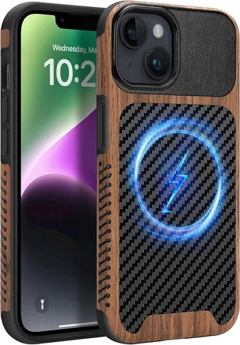 Vista 35 de Funda magnética ZZDZZ compatible con iPhone 14 Plus [Compatible con Magsafe] Diseño de cuero premium TPU híbrido a prueba de golpes (Negro)