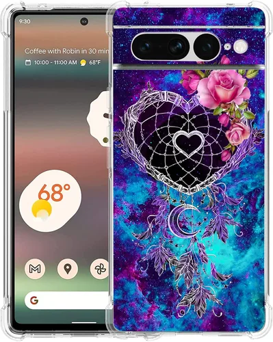 Vista 18 de Pixel 7 Pro - Funda protectora de poliuretano termoplástico resistente a los arañazos y a prueba de golpes con diseño de mandala de pavo real