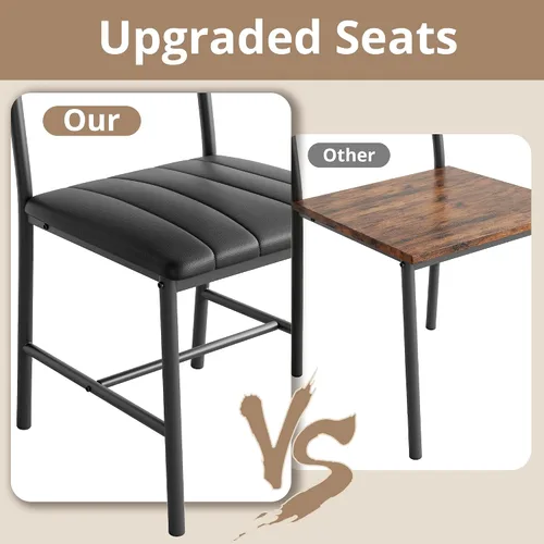 Vista 5 de IRONCK Juego de mesa de comedor para 4, juego de mesa y sillas de cocina Marrón rústico