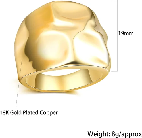 Vista 6 de Anillos de oro para mujer, chapados en oro de 18 quilates, anillos gruesos para regalo