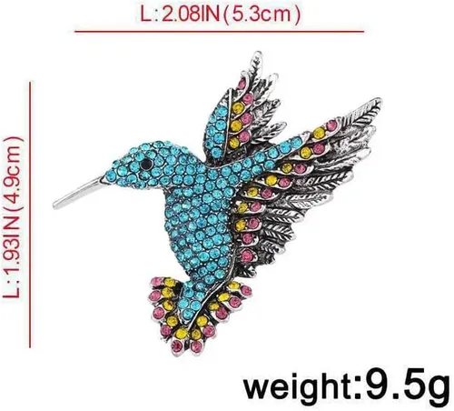 Vista 2 de Broche de colibrí de pájaro para mujer Elegante broche de colibrí vintage con diamantes de imitación para mujer