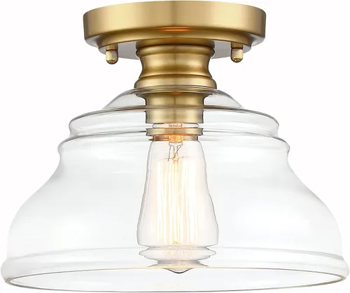 Vista 10 de MEXO Lámpara de Techo Industrial Semi-empotrada, Luminaria Moderna de Vidrio Transparente Estilo Casa de Campo de 10" Luces de Techo Cercanas al
