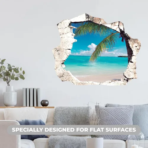 Vista 3 de Pegatinas de pared con efecto 3D de playa para sala de estar, dormitorio, decoración de pared, calcomanía de pared para decoración de casa de playa