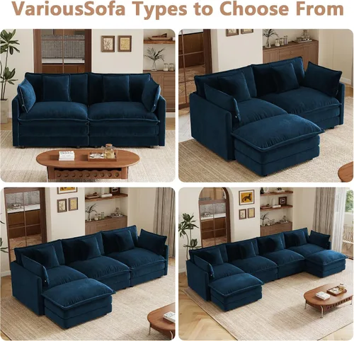 Vista 7 de mikibama Sofá modular seccional, juego de sofá en forma de L de 70.8 pulgadas para sala de estar, sofá biplaza, cómodos sofás de nube con otomana