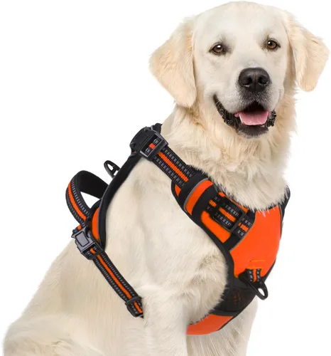Vista 44 de PUPTECK Arnés táctico sin tirones para perro, tamaño mediano, arnés reflectante ajustable con asa para perro, de fácil control, cómodo y suave