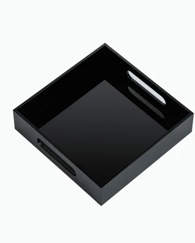 Vista 15 de KEVLANG Bandeja de acrílico transparente resistente con asas, bandeja organizadora de encimera de 8 x 8 x 2 pulgadas de alto para cocina, baño
