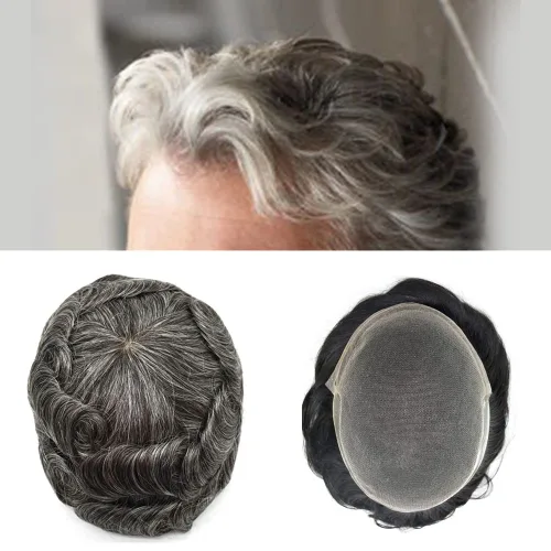 Vista 63 de Mens Toupee Hair Piece Real Cabello humano suave francés Encaje Toupee para hombres Sistema de reemplazo de cabello Hombres Hairpieces Hombres