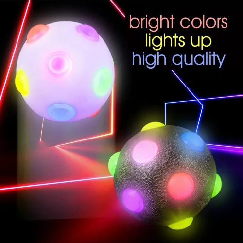 Vista 4 de ArtCreativity Bolas de discoteca iluminadas, juego de 2, bolas de goma para niños con luces LED intermitentes, luz para impacto, juguetes LED