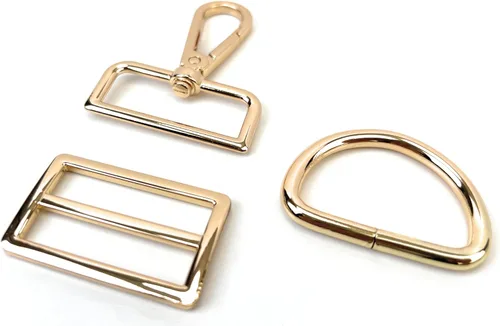 Vista 12 de 15 piezas de herrajes para bolso, ganchos giratorios de servicio pesado con anillos en D para bolso y hebillas deslizantes de tres guías