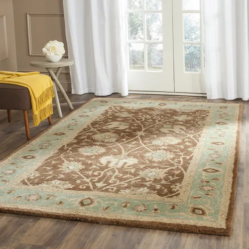 Vista 38 de SAFAVIEH Colección Antigüedades - Alfombra de 6' redonda, marrón y verde, hecha a mano, diseño oriental tradicional de lana, ideal para áreas
