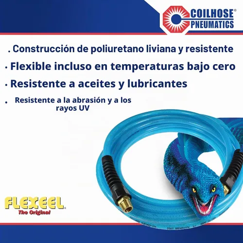 Vista 2 de Coilhose Pneumatics PFE40254T Flexeel Manguera de aire reforzada de poliuretano, diámetro interno de 0.25 pulgadas, longitud de 25 pies con (2)