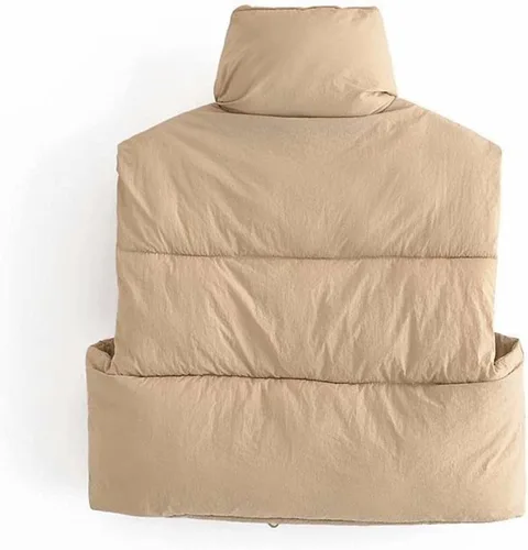 Vista 2 de Chaleco acolchado para mujer, con cuello alto, con cremallera, chaleco acolchado para invierno