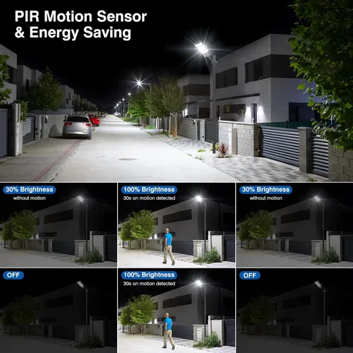 Vista 3 de Luces Solares de Calle para Exteriores Impermeables, 52000LM Luz de Inundación con Ángulo de 320°, Luz de Estacionamiento Solar LED 5730 con Sensor