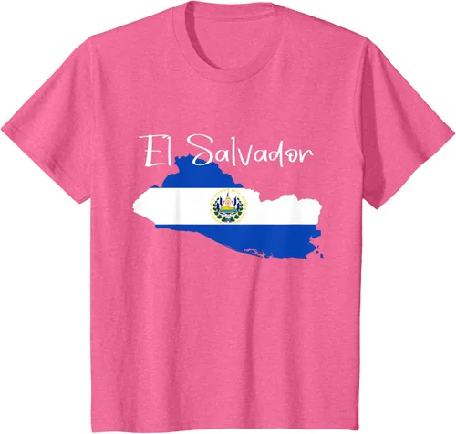 Vista 54 de Camiseta con la bandera de El Salvador, mapa de El Salvador, camiseta de Salvador para mujer
