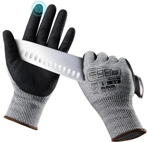 Vista 10 de COOLJOB A3 Cut Resistant Safety Work Gloves with Nitrile Grip, Touchscreen & Flexible for Gardening Fishing Construction