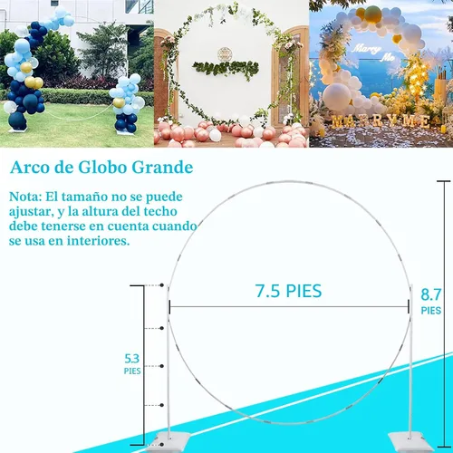 Vista 9 de Decojoy Soporte para arco de globos, marco de fondo redondo grande de 7.5 pies, arco de medio círculo ajustable, juego de 2 columnas de globo