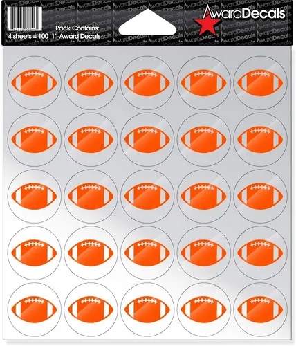 Vista 6 de Award Decals Juego de calcomanías de fútbol (negro sobre transparente) (100 calcomanías de 1 pulgada), calcomanías originales Award Decals Premium