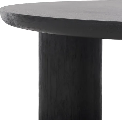 Vista 4 de SAFAVIEH Furniture Mork - Mesa de centro redonda de 3 patas, color negro, madera maciza, diseño moderno de trípode, ideal para sala de estar, sala