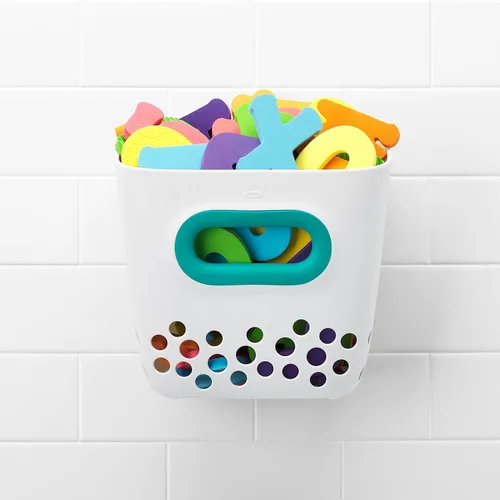 Vista 15 de OXO Tot. Papelera de juguete para baño, color verde azulado