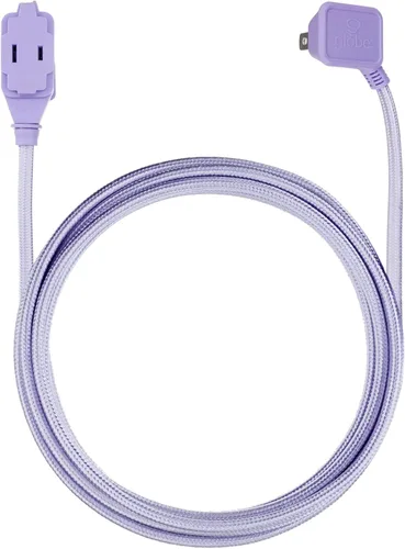 Vista 6 de GLOBE Electric 22892 Designer Series - Cable de extensión de tela de 9 pies, 3 salidas polarizadas, enchufe de ángulo recto, 125 voltios, morado