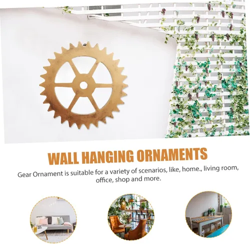 Vista 4 de LIFKICH 2Pcs Gear Wall Sculptures with Retro Gold Finish Creative Gear Shape Ornaments for Home Office to Install and Clean