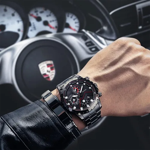 Vista 3 de Men's Fashion Stainless Steel Watches Quartz Watches Waterproof Chronograph Automatic Watch Wristwatches Stainsteel Steel Band Waterproof Watch