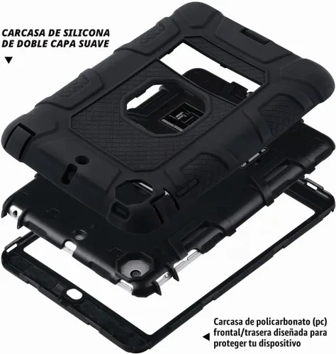 Vista 6 de ULAK Case for iPad mini 1 2 3, Three Layer Case with Kickstand, Black/Black Negro/Negro