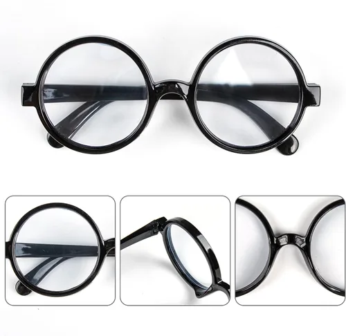 Vista 3 de Gafas de mago Lentes redondos de nerd Shapped, accesorios de gafas de disfraz de Halloween para disfraces, concurso de disfraces, disfraz