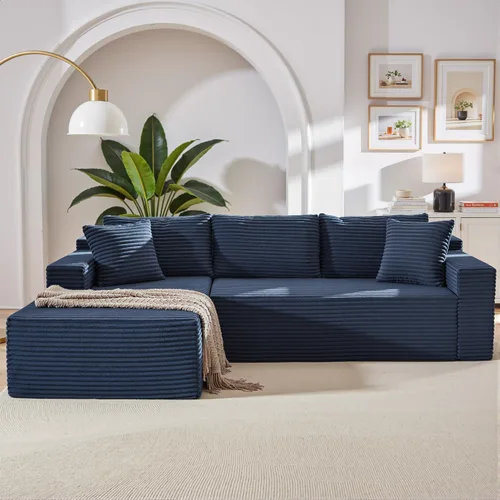 Vista 16 de Sofá seccional Cloud de 96 pulgadas, sofá seccional modular moderno con asiento profundo, sofás de pana sin estructura rígida con chaise
