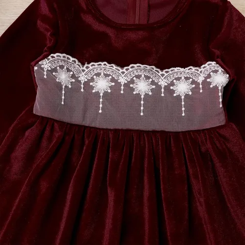 Vista 4 de IBTOM CASTLE Vestido tutú de terciopelo para niñas, vestido de princesa de manga larga para otoño, invierno, boda, concurso, comunión, formal