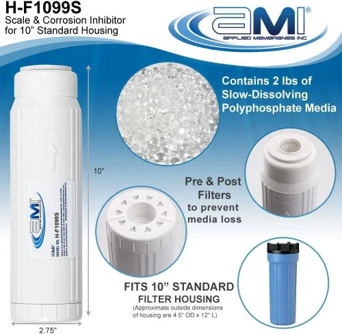 Vista 2 de Inhibidor de incrustaciones y corrosión Acondicionador de agua con cartucho de filtro de polifosfato evita la formación de incrustaciones