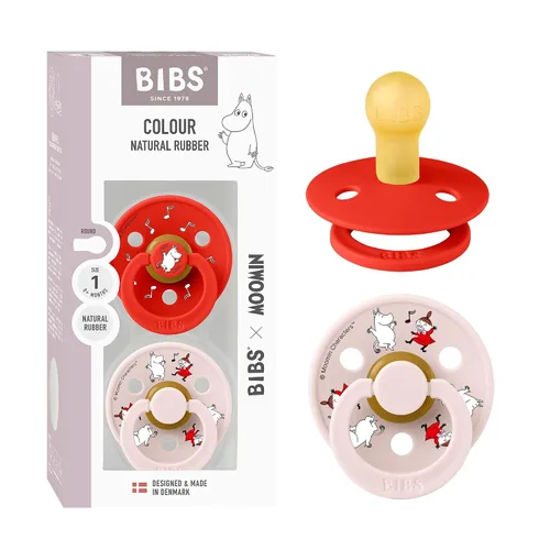 Vista 13 de Moomin x BIBS - Chupete de color, 0 a 6 meses, paquete de 2, redondo Marfil/rosa polvoriento