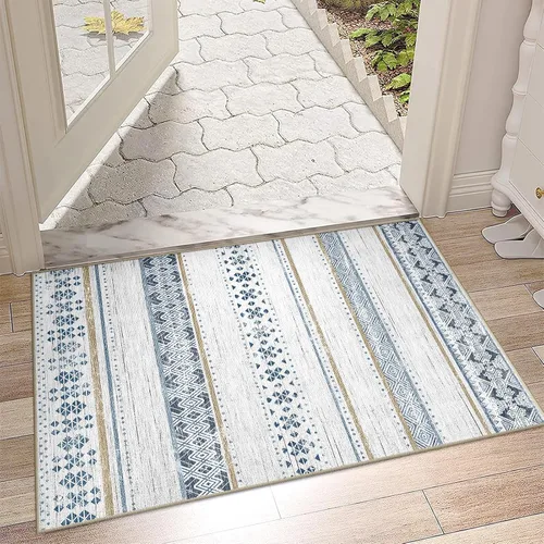 Vista 35 de BESTSWEETIE Alfombras de área de 2 x 3 pies para sala de estar, lavables, marroquíes, rústicas, geométricas neutrales, de pelo bajo