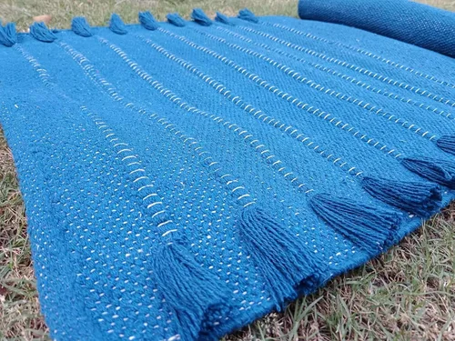 Vista 16 de Jaipur art & Rugs Estera de yoga de algodón orgánico - Alfombra tejida a mano ecológica - Antideslizante y gruesa (61x183x13mm) para fitness diario