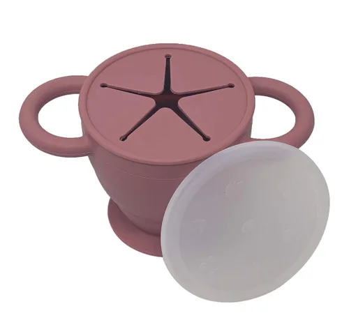 Vista 10 de BraveJustice KidsCo. Snack Attack II Snack Cup Recipiente plegable de silicona para refrigerios Tapa para atrapar aperitivos para niños pequeños