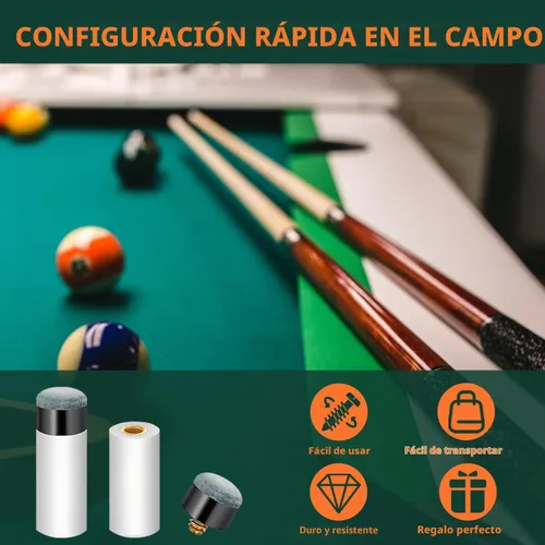 Vista 3 de Kit de reemplazo de puntas para taco de billar uadbau - Puntas de taco de billar con tornillo, virolas blancas de billar, no necesita pegamento ni